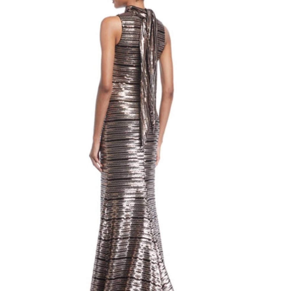 Badgley Mischka Collection Striped Sequin Gown - Picture 2 of 10